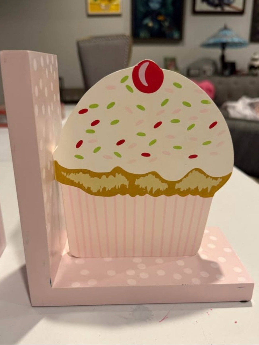 Pink Cupcake Themed Bookend for Home Parties
